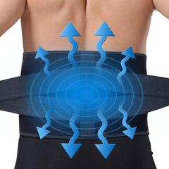 ARRIS back ice wrap with belt closed for targeted cold therapy.