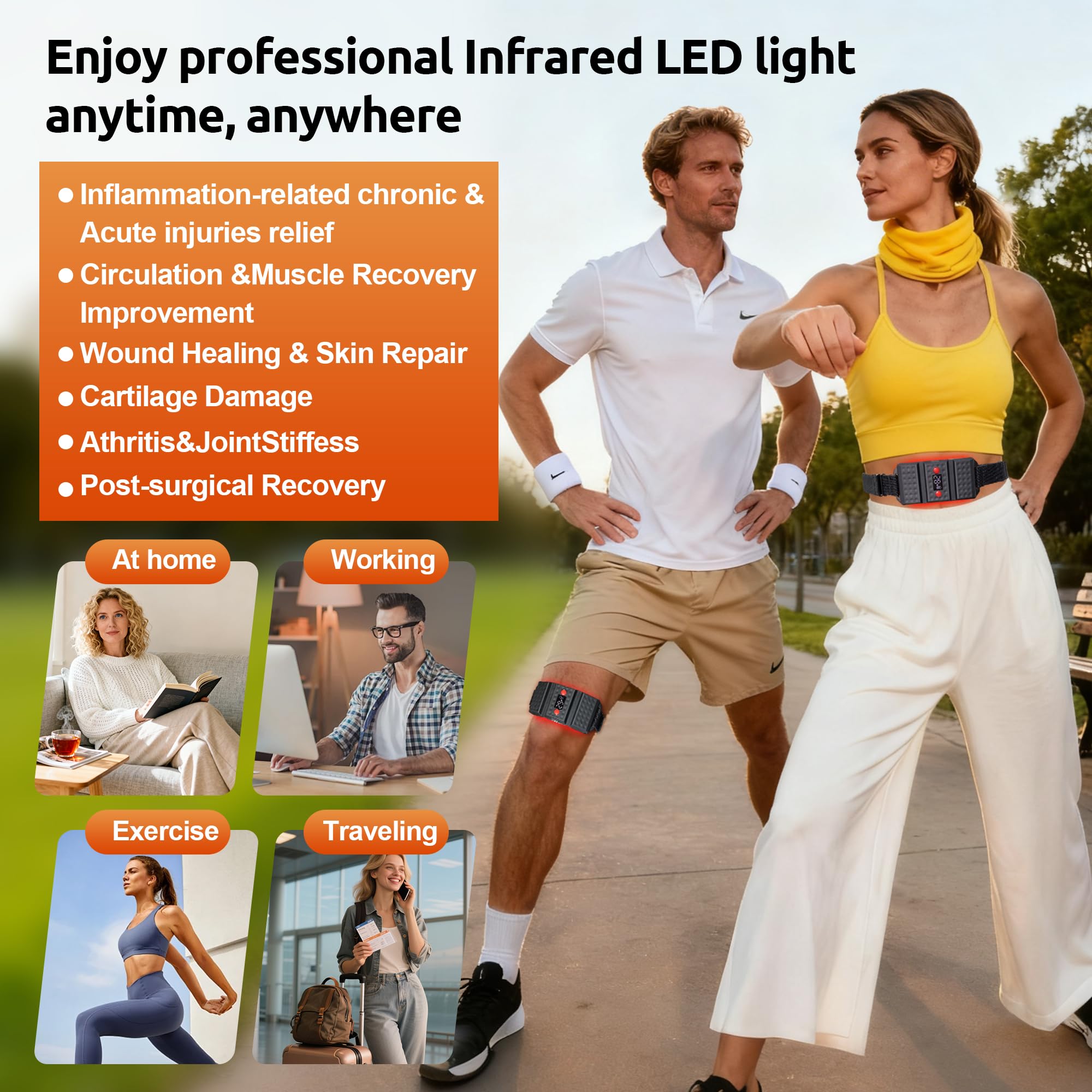 Arsoma red light therapy belt at home use beside a sofa