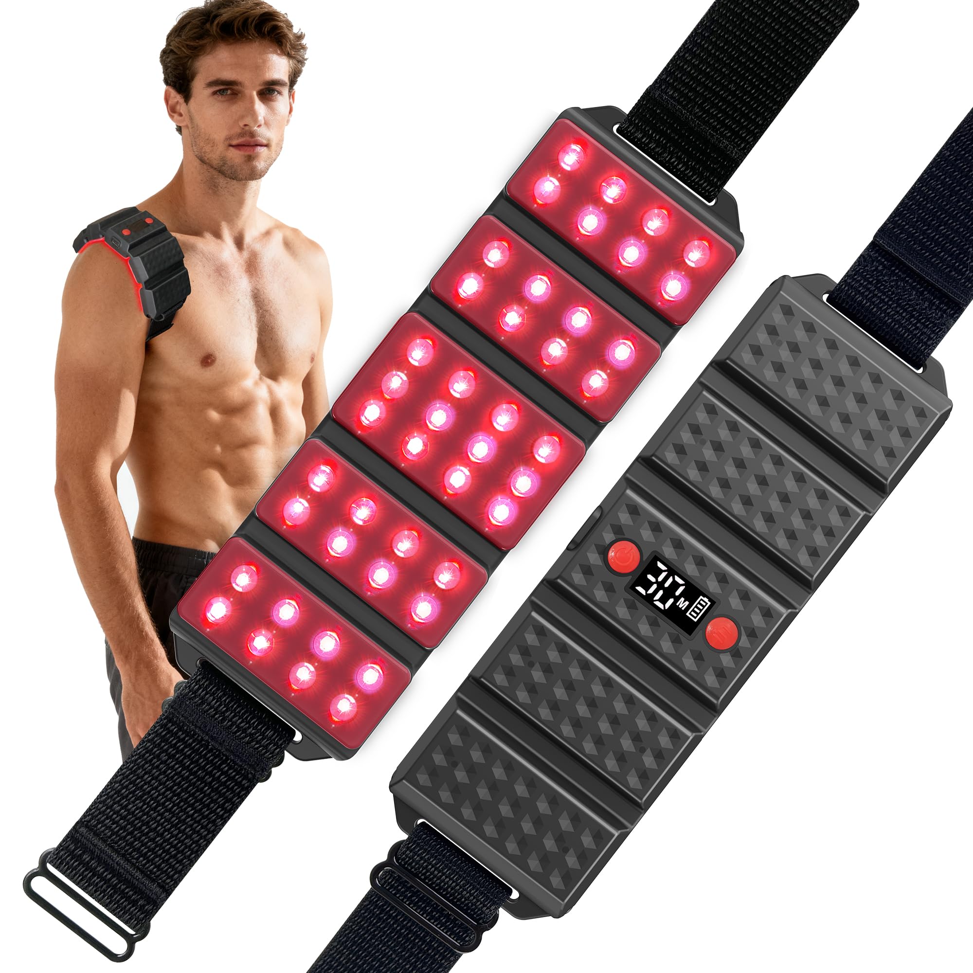Arsoma red-light therapy belt wearable for convenient muscle recovery at home.