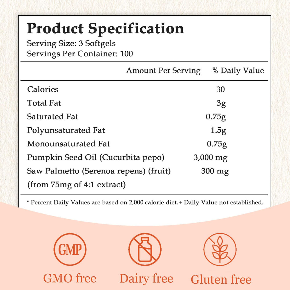 ARSYCHLL dual‑effect formula label emphasizes pumpkin seed oil and saw palmetto.