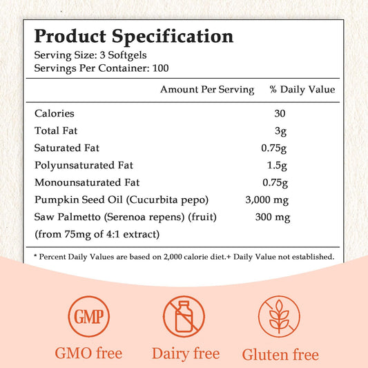 ARSYCHLL dual‑effect formula label emphasizes pumpkin seed oil and saw palmetto.