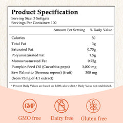 ARSYCHLL dual‑effect formula label emphasizes pumpkin seed oil and saw palmetto.
