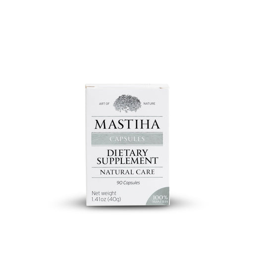 ART OF NATURE MASTIHA capsules in jar highlight daily vegan supplement