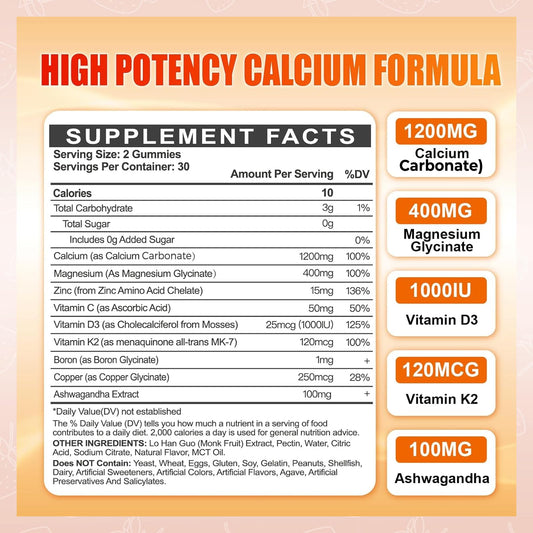 ArtDietistX calcium gummies close-up orange chew for easy consumption.