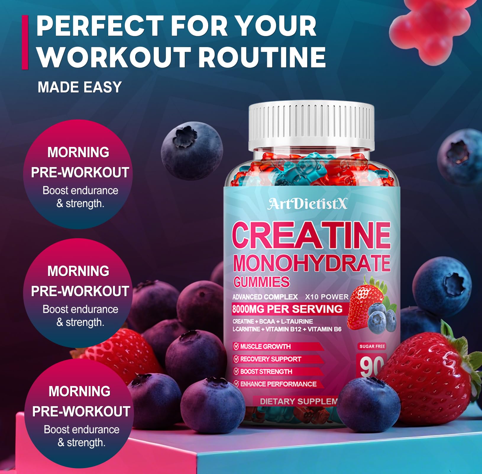 ArtDietistX label info graphic highlights Vitamin B12 and sugar-free formula.