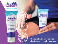 Arthritis Wonder application on knee to soothe discomfort.