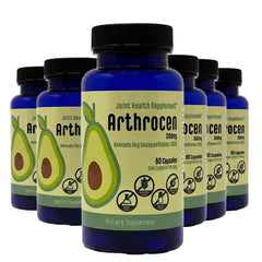 Arthrocen ASU bottle label highlights daily joint support.