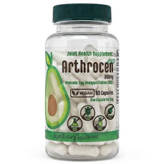 Arthrocen EVO ASU 300mg bottle front highlighting vegan joint support for daily use.