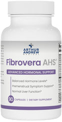 Arthur Andrew Medical Fibrovera bottle front promoting gentle hormone balance.