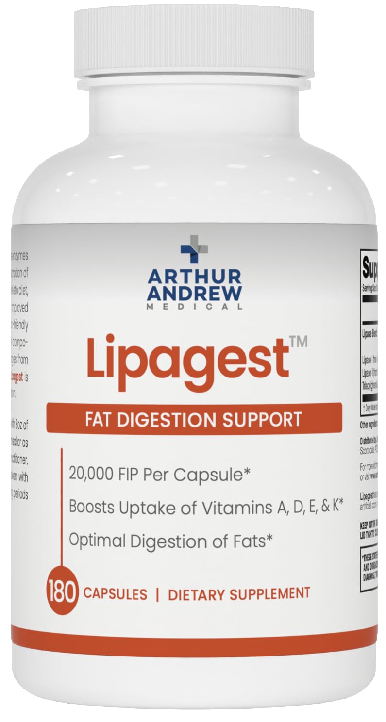 Arthur Andrew Lipagest bottle front view showing digestion support for fats