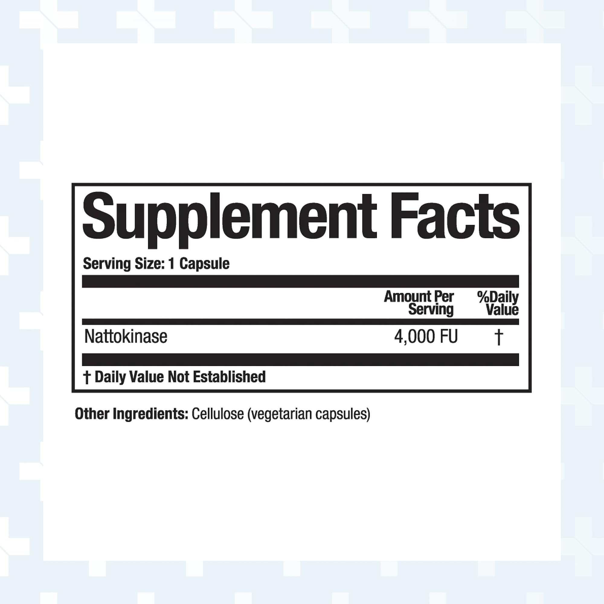 Nattovena capsule close-up highlights 4,000 FU potency for potential fibrin management.