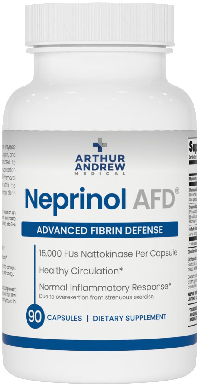Arthur Andrew Medical Neprinol AFD bottle on wood for daily enzyme support.