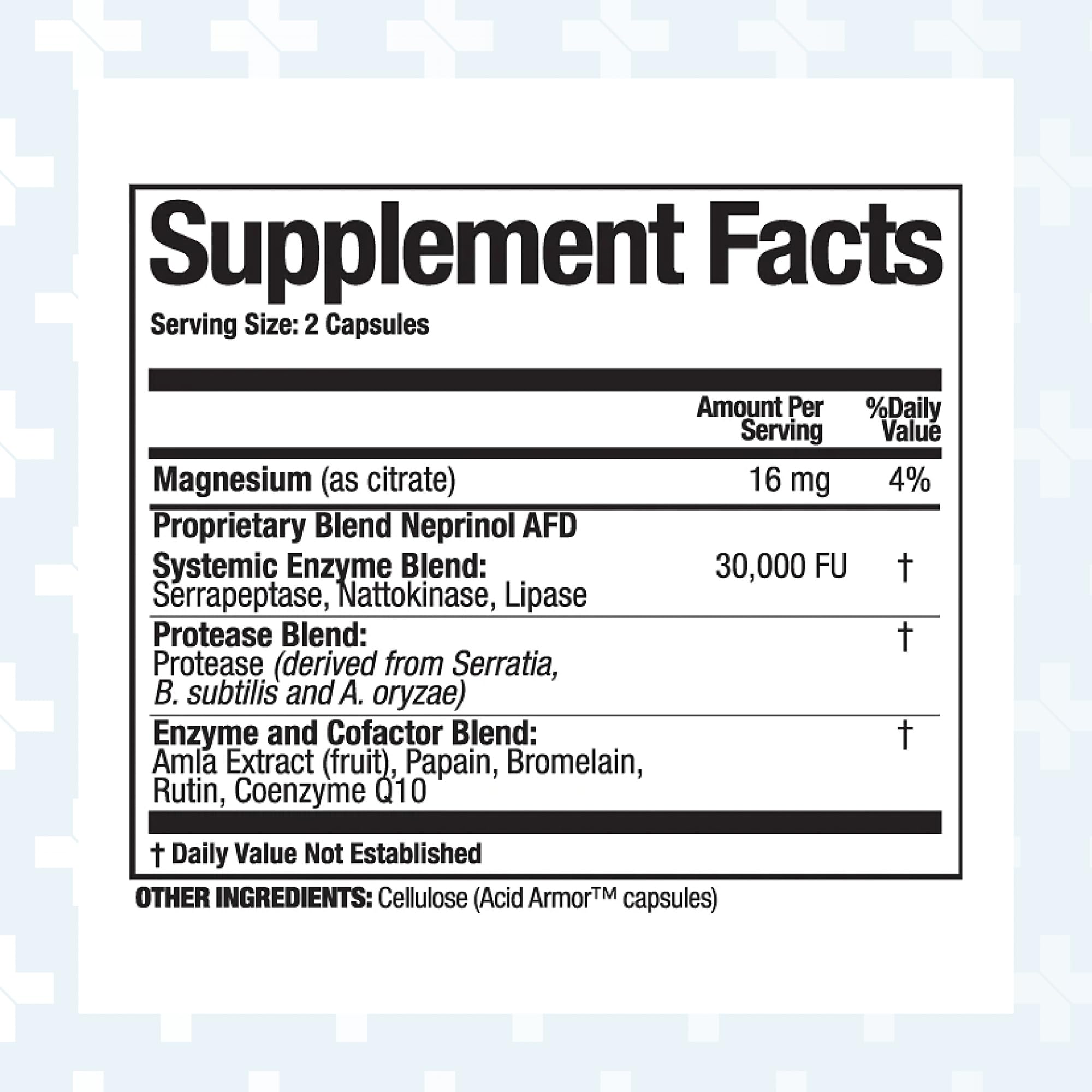 Neprinol AFD capsules shown for easy daily dosing and absorption