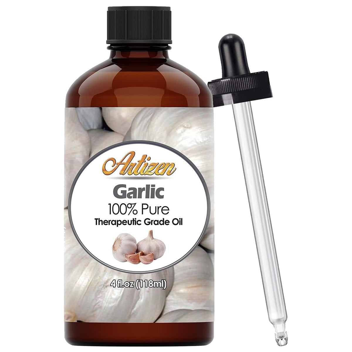 Artizen Garlic Essential Oil bottle showcasing pure aroma and packaging
