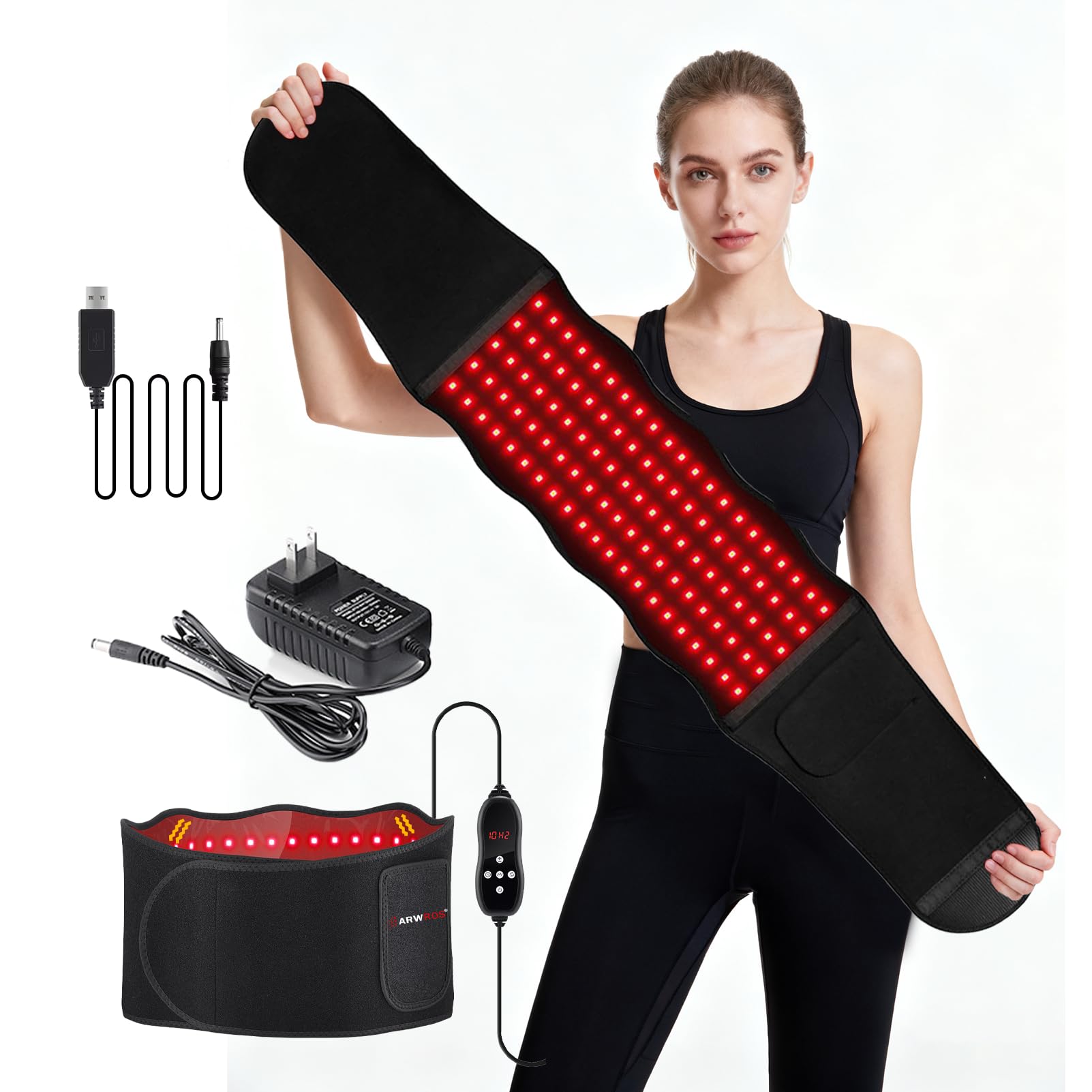 ARWROS Red Light Belt with dual wavelengths targets the back for deep tissue relief and circulation.