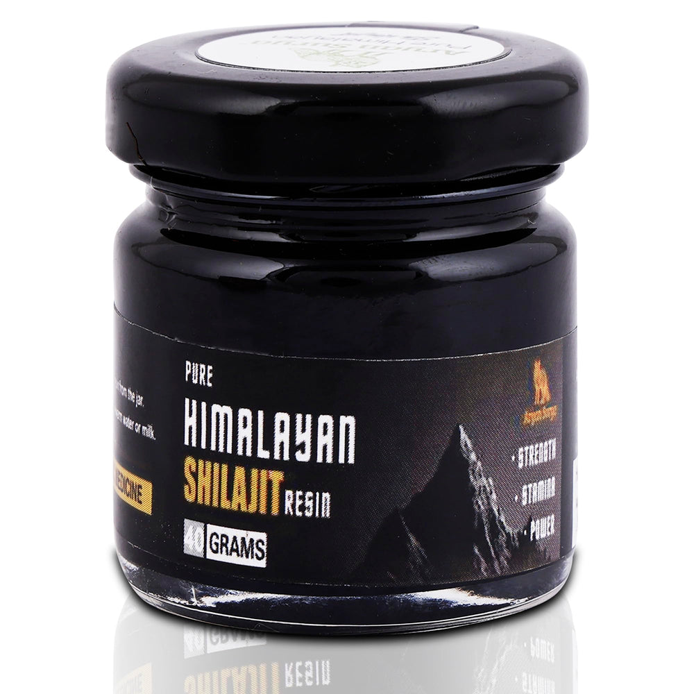 Aryan Surya Shilajit resin jar close-up for energy support.