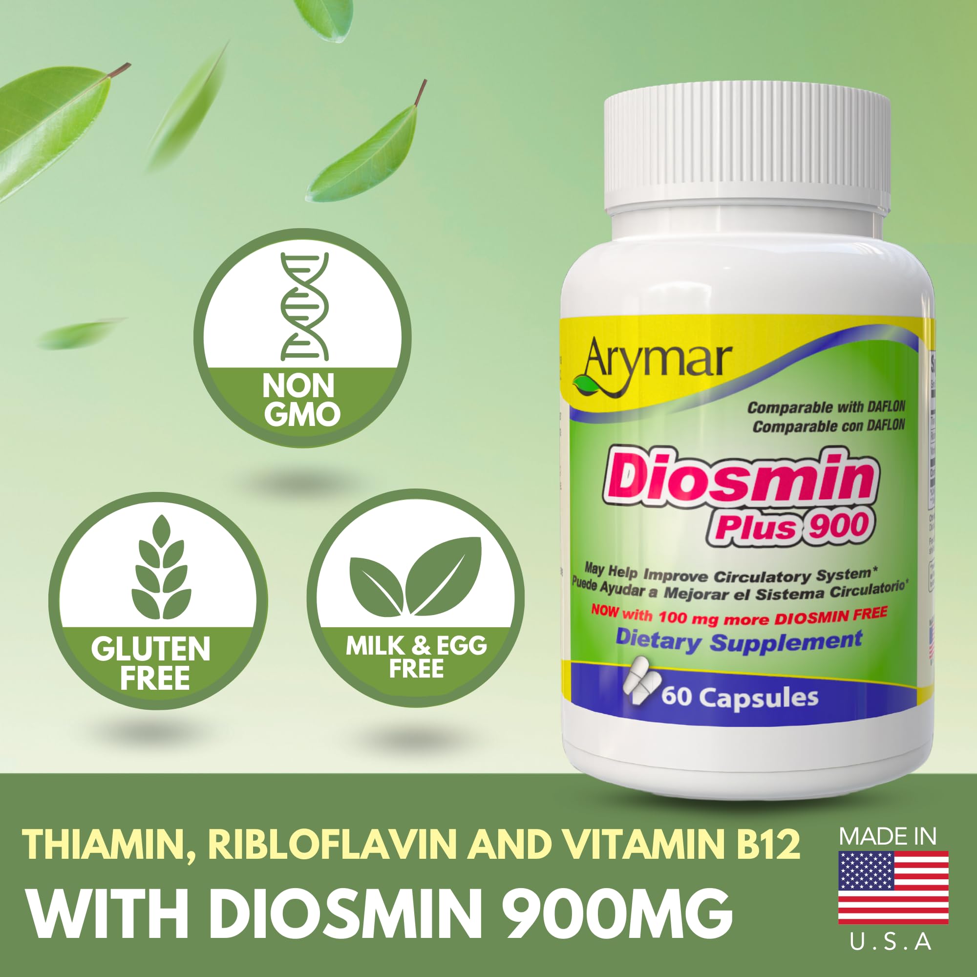 Arymar Diosmin Plus 900 capsules in hand for portability.