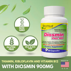 Arymar Diosmin Plus 900 capsules in hand for portability.