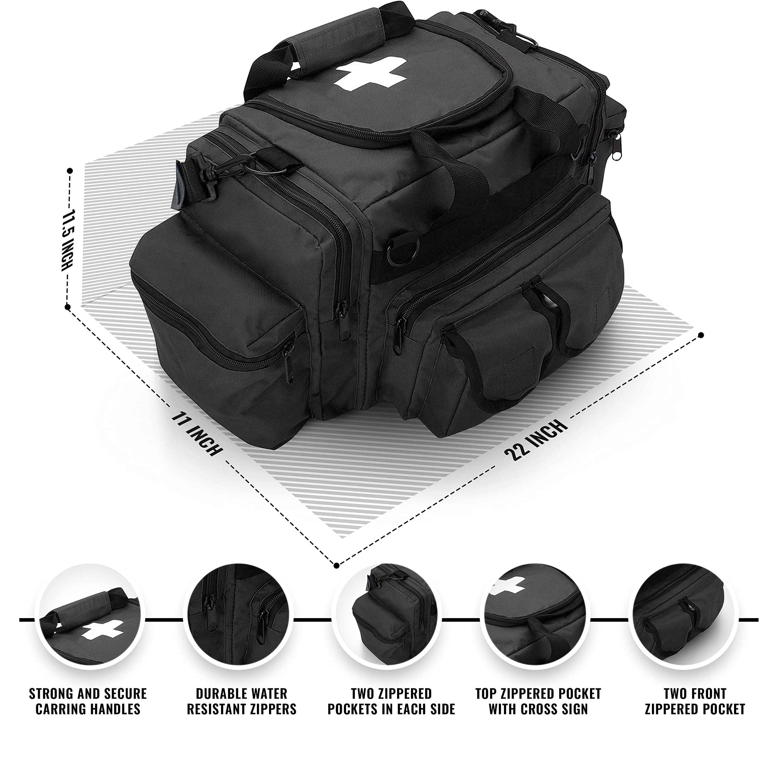 ASA TECHMED First Aid Responder Bag interior layout with removable organizer supports organized gear.