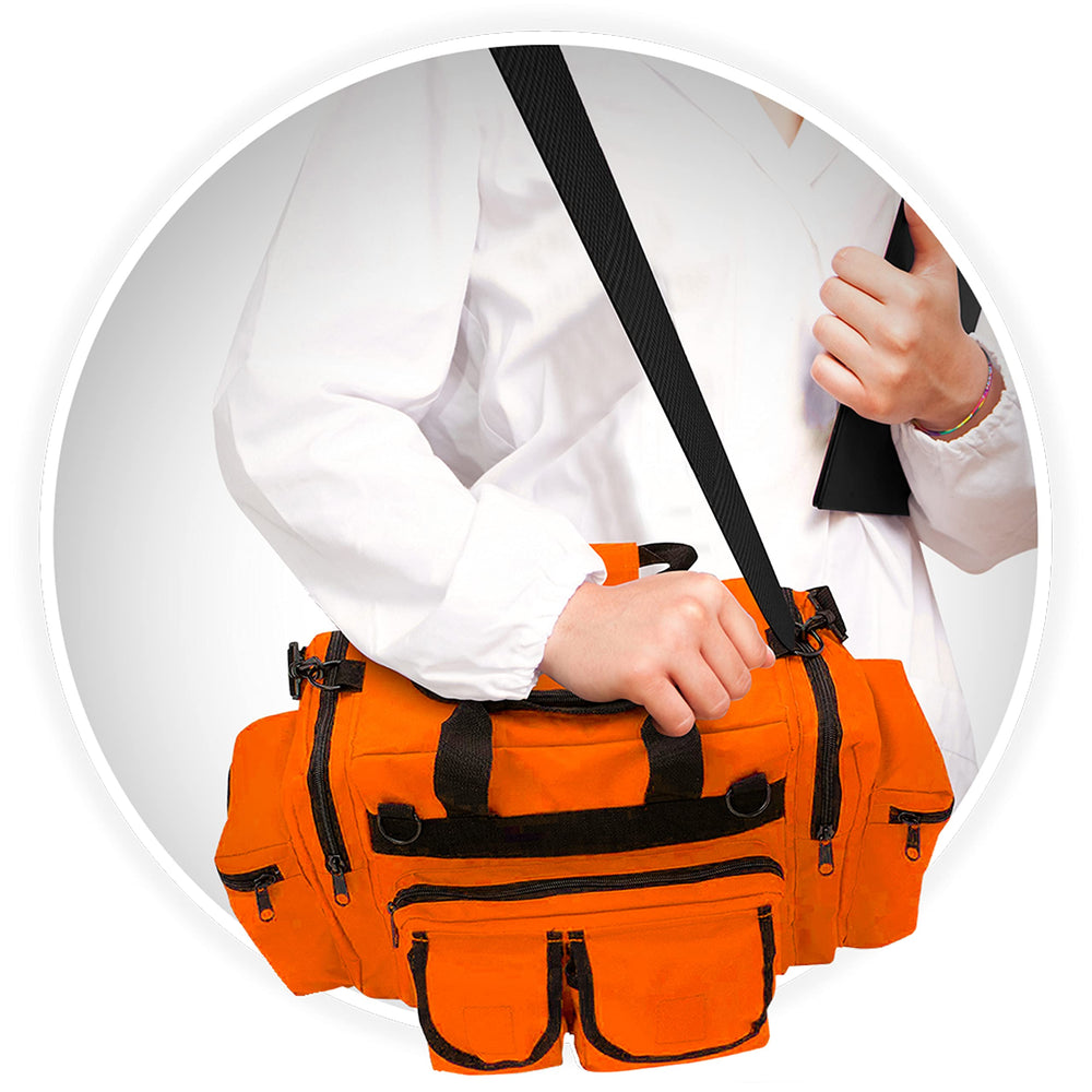 ASA TECHMED First Aid Responder Bag orange shaped zipper flap access for rapid equipment access