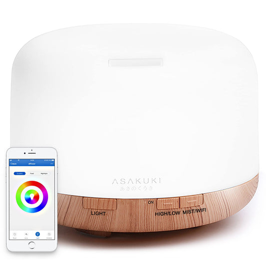 ASAKUKI smart diffuser front view with soft ambient glow