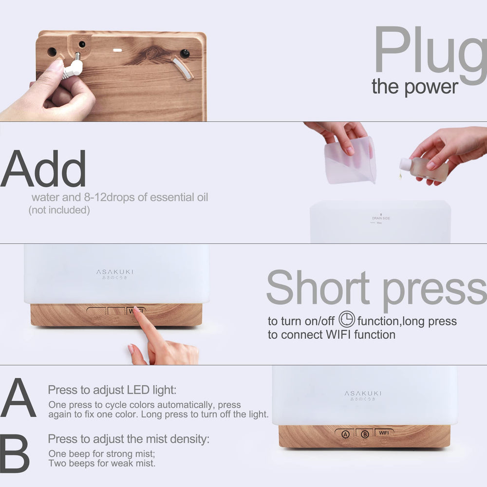 ASAKUKI diffuser app control interface for easy setup