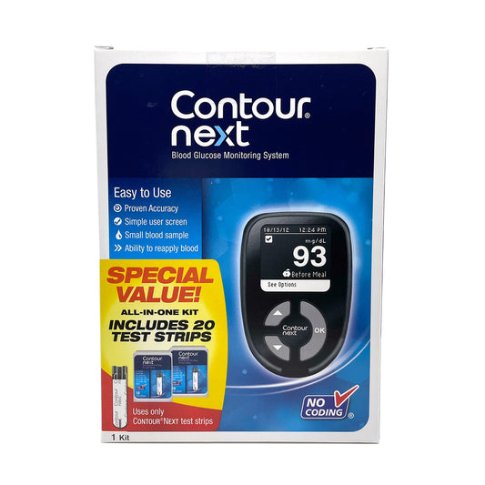 Ascensia CONTOUR NEXT meter display with clear, code-free results