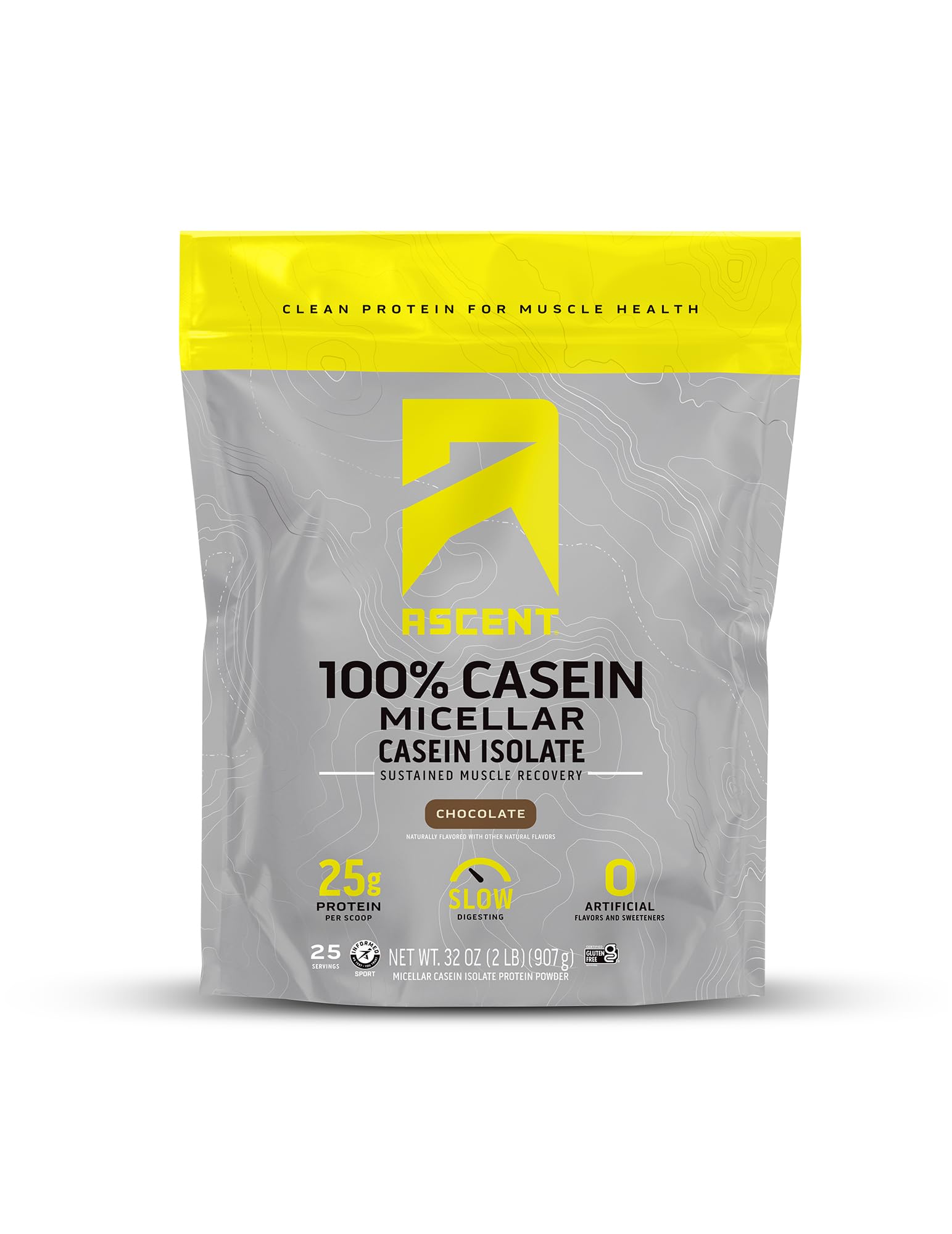 Ascent Casein Chocolate tub for nightly recovery in a resealable container