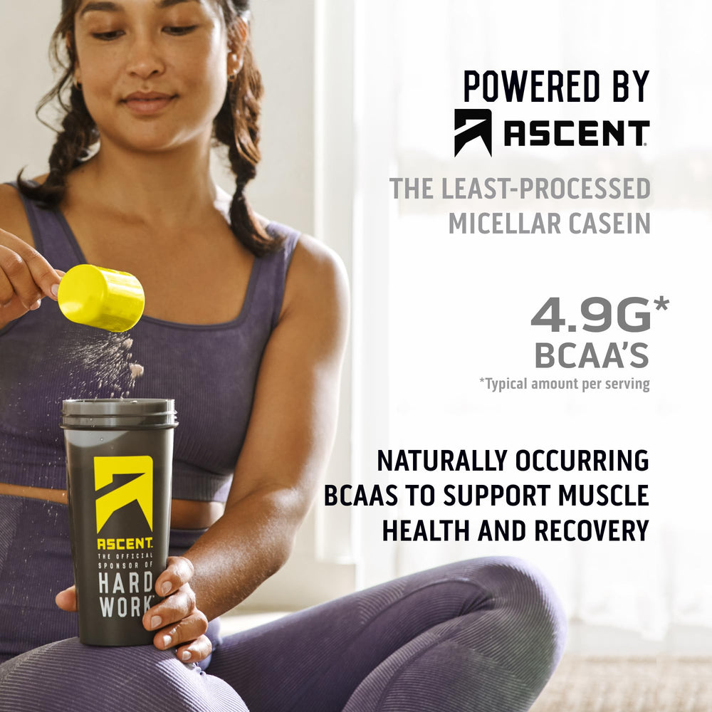 Open pouch of Ascent Casein Vanilla Bean packaging