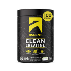 Ascent Clean Creatine bottle front with Creapure label signaling pure quality for daily use