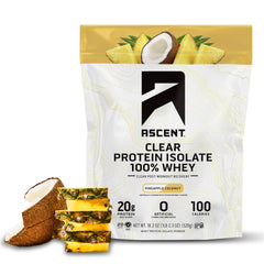 Ascent Clear Whey bottle pour highlights a refreshing post-workout drink