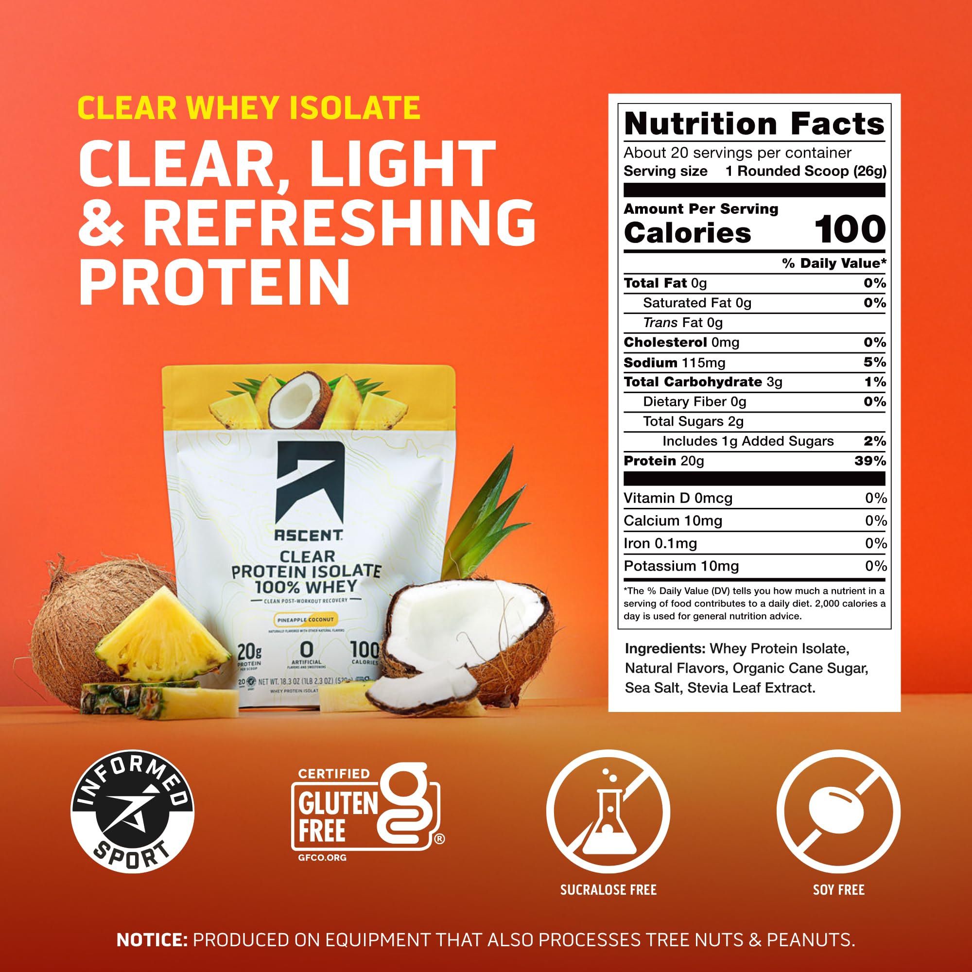 Ascent Clear Whey powder dissolving in water for quick, clean recovery