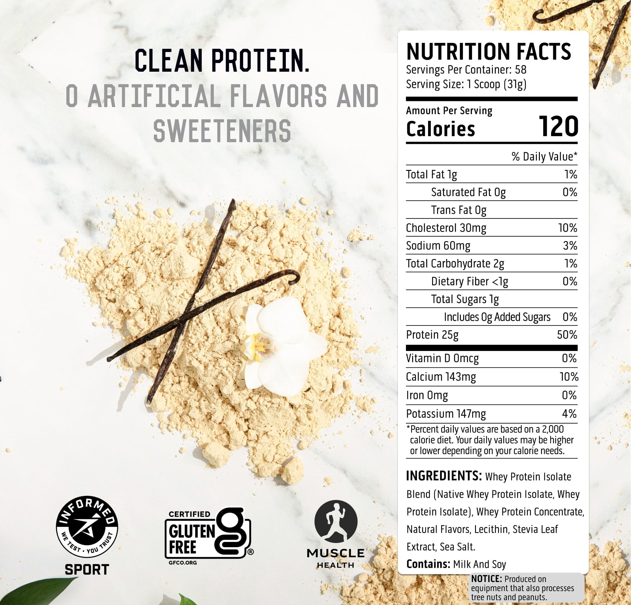 Ascent whey gluten-free and Informed Choice certified logos