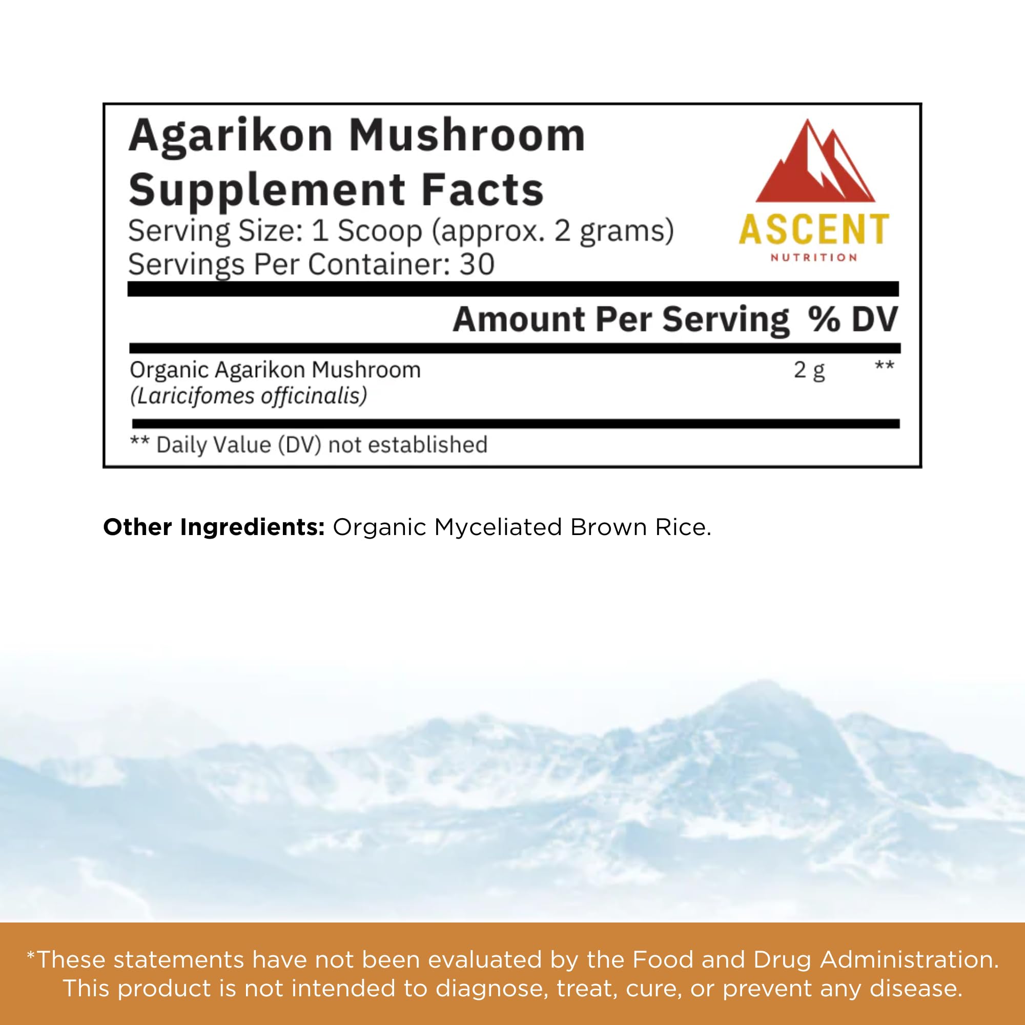 Ascent Nutrition agarikon powder texture close-up showing rich biomass.