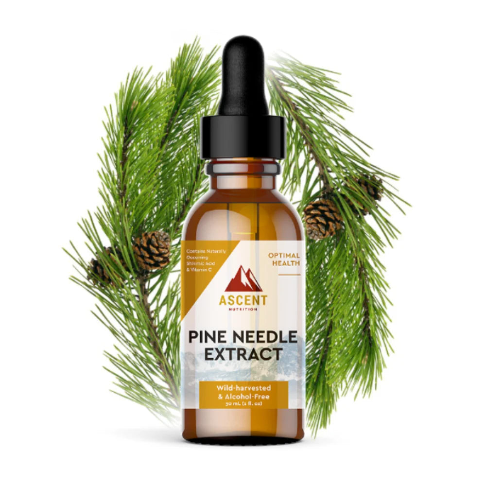 Ascent Nutrition Pine Needle Extract bottle pour, convenient for adding to drinks