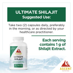 Ascent Nutrition Ultimate Shilajit capsules easy-to-swallow form supports routine integration