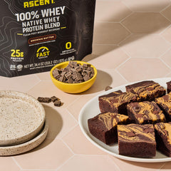 Ascent post-workout shake blends easily with cold water for a speedy recovery.