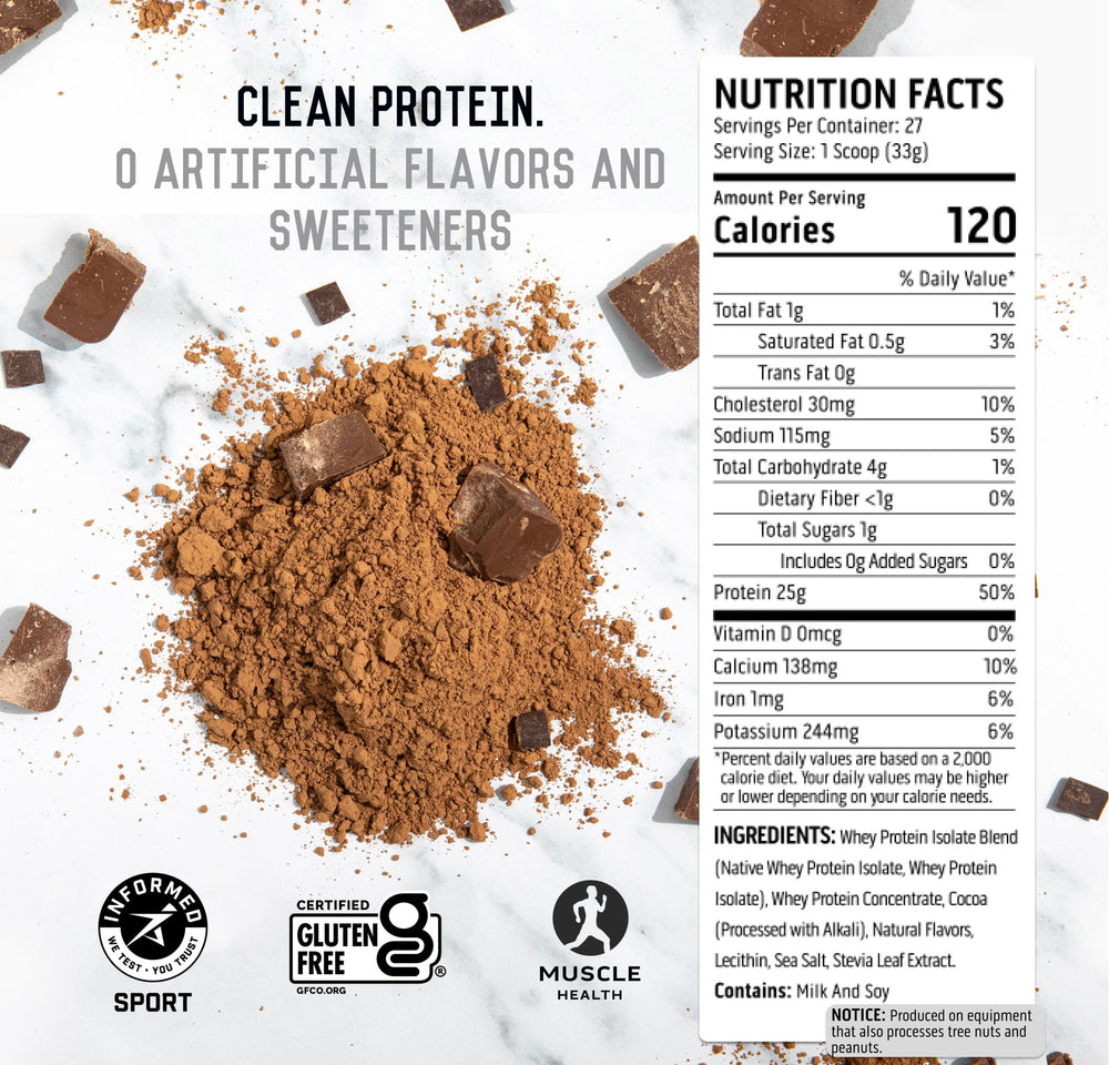 Ascent protein scoop showing 25g protein per serving for recovery