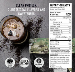 Ascent whey protein Mocha Cold Brew scoop for serving size
