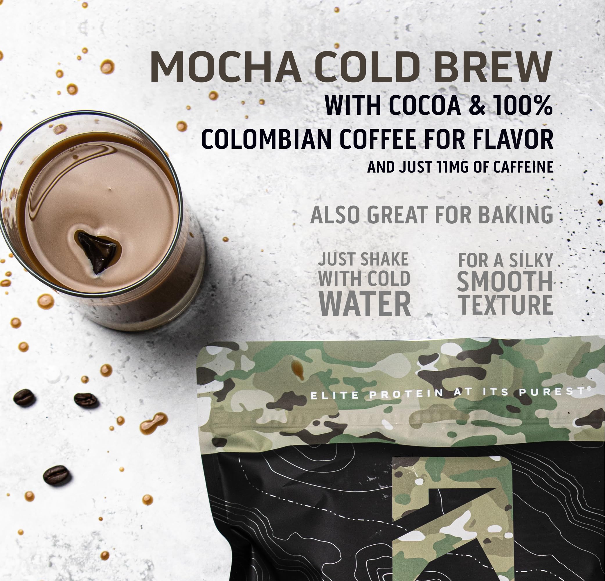 Shaker bottle with Mocha Cold Brew whey protein mix