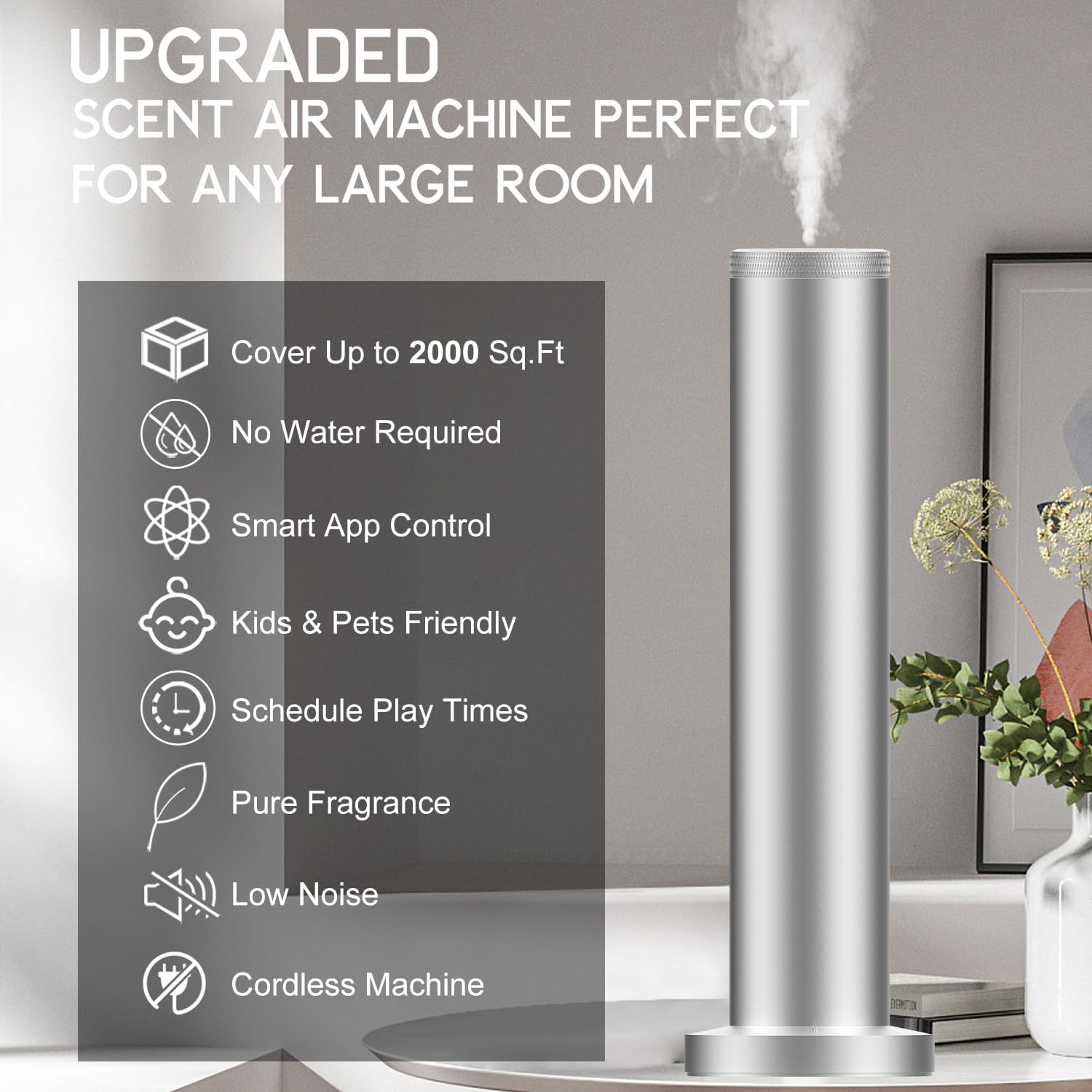 Ascentyer Cordless Pro dual modes for fragrance control and timing.