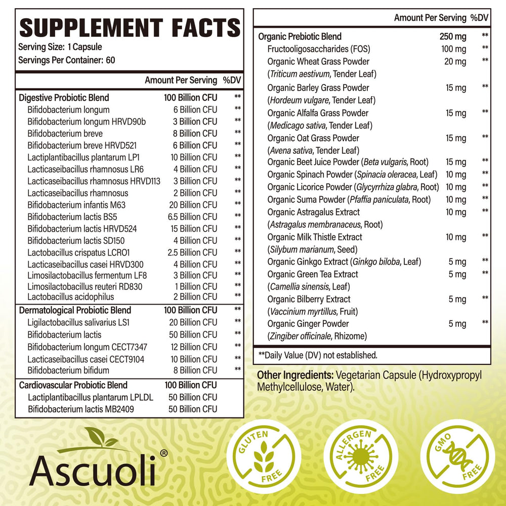 Ascuoli Probiotics 24 strains bottle promoting diverse gut microbiome balance