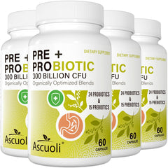 Ascuoli Probiotics 300B CFU bottle for daily gut support and balance