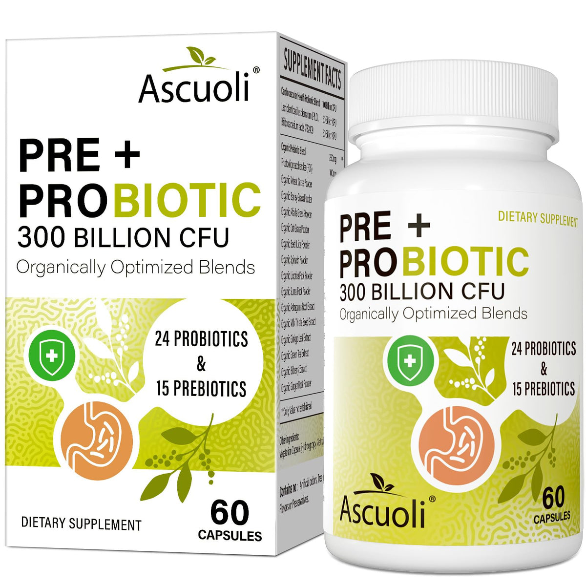 Ascuoli Probiotics bottle pour showing daily gut support on the go