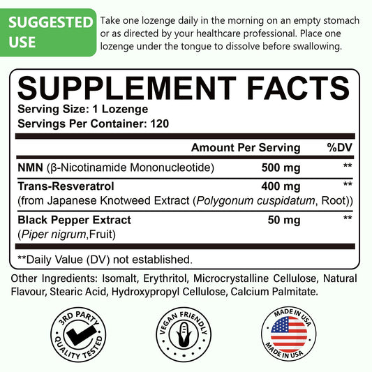 Ascuoli Trans-Resveratrol lozenges 400 mg highlighting antioxidant support.