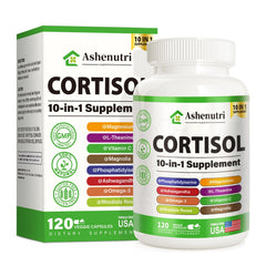 Ashenutri cortisol supplement bottle front may support daily stress response