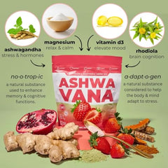 Ashwavana Zen Relax scoop beside the powder for quick mixing.