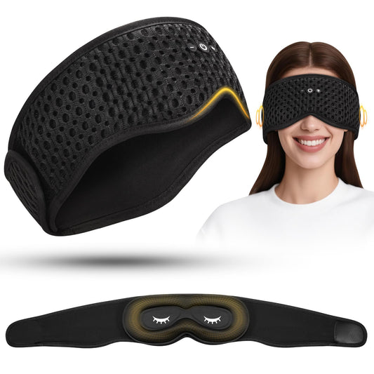 ASIILOVI HF016 front view with integrated sleep mask and headphones for comfortable, hands-free listening.