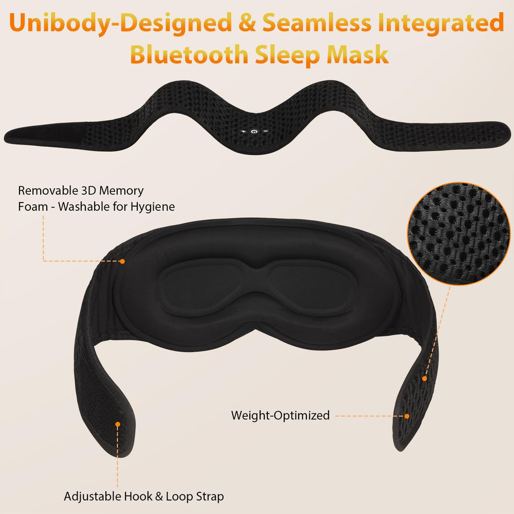 ASIILOVI HF016 wearing mask and headphones delivering undisturbed rest and wireless audio.