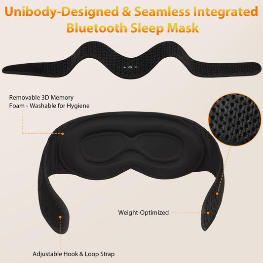 ASIILOVI HF016 wearing mask and headphones delivering undisturbed rest and wireless audio.